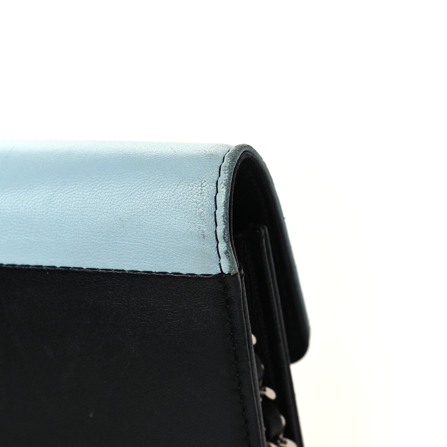 Chanel Lambskin Airlines Wallet On Chain WOC Blue Black Red 15 of 15