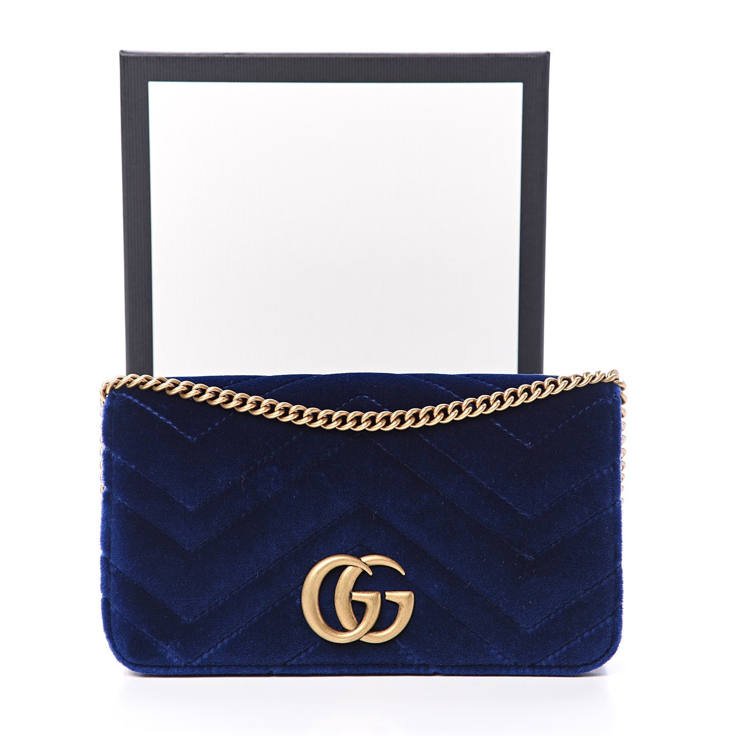 Velvet Matelasse GG Marmont Mini Bag Cobalt Blue