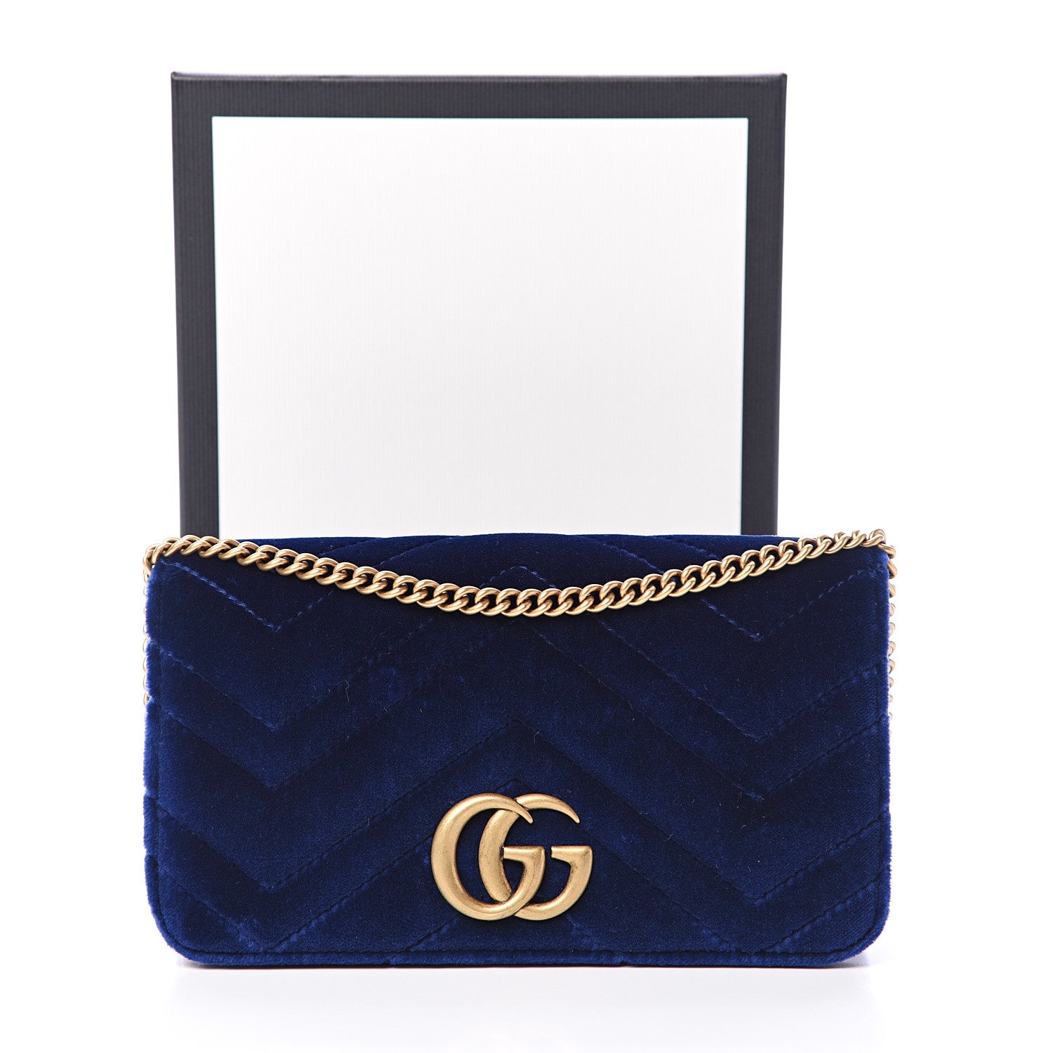 Gucci Velvet Matelasse GG Marmont Mini Bag Cobalt Blue 11 of 11