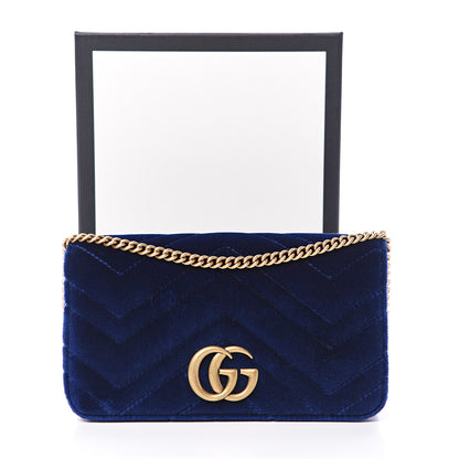 Gucci Velvet Matelasse GG Marmont Mini Bag Cobalt Blue 11 of 11
