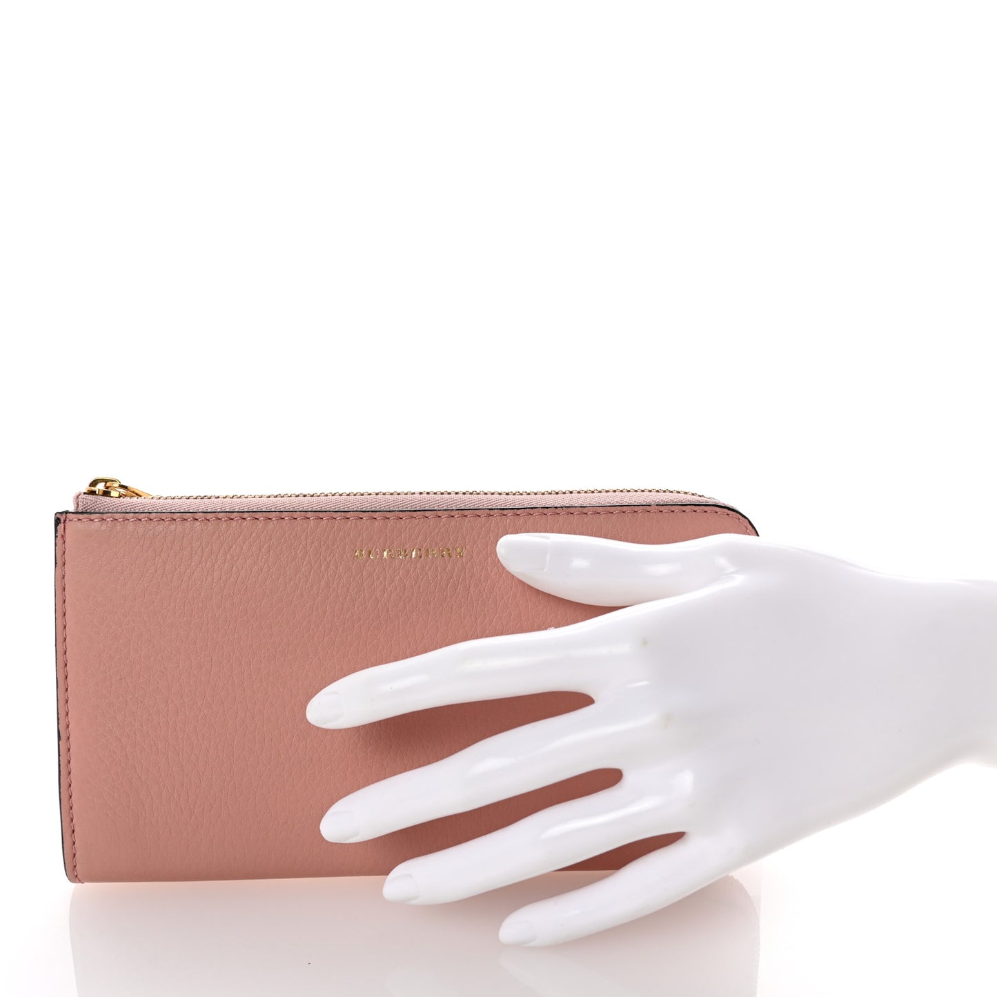 Grainy Calfskin Zip Around Wallet Pink