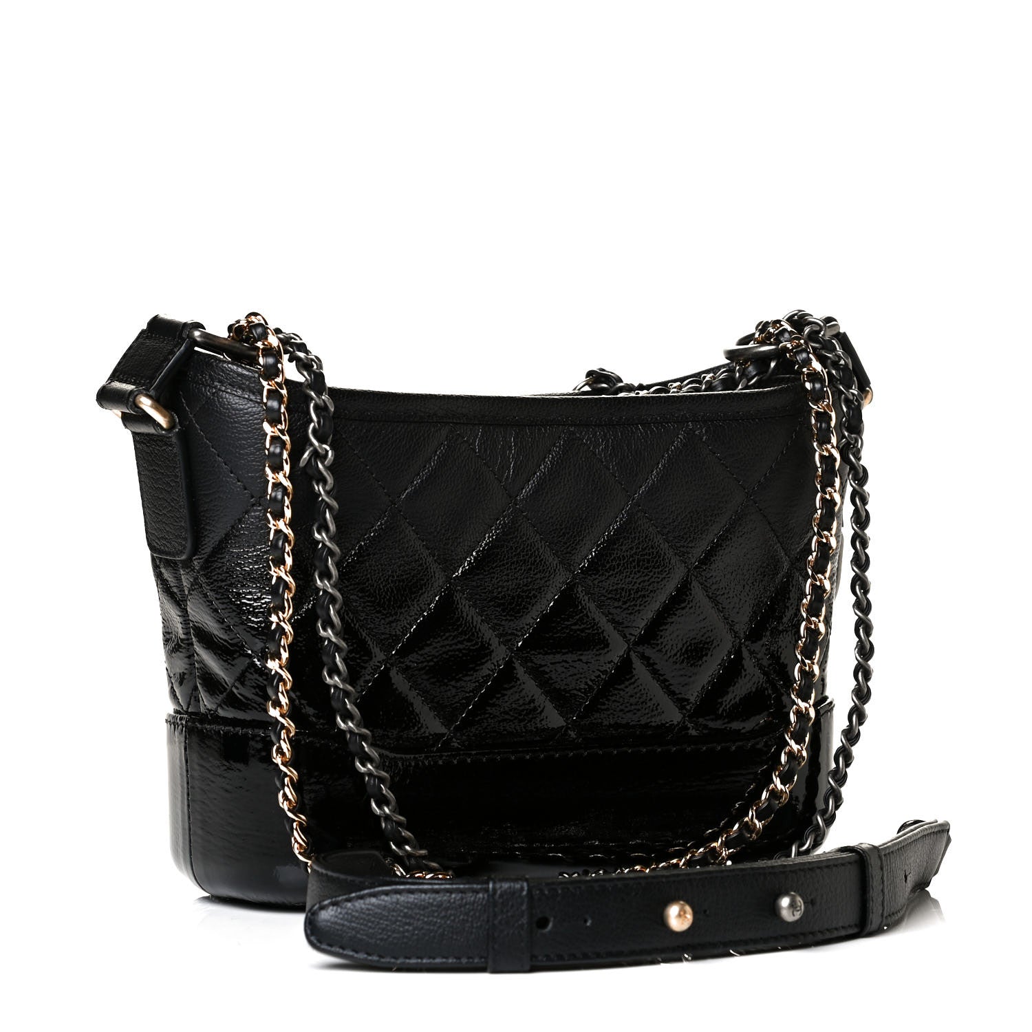 Chanel Patent Goatskin Quilted Small Gabrielle Hobo Black 3 of 7