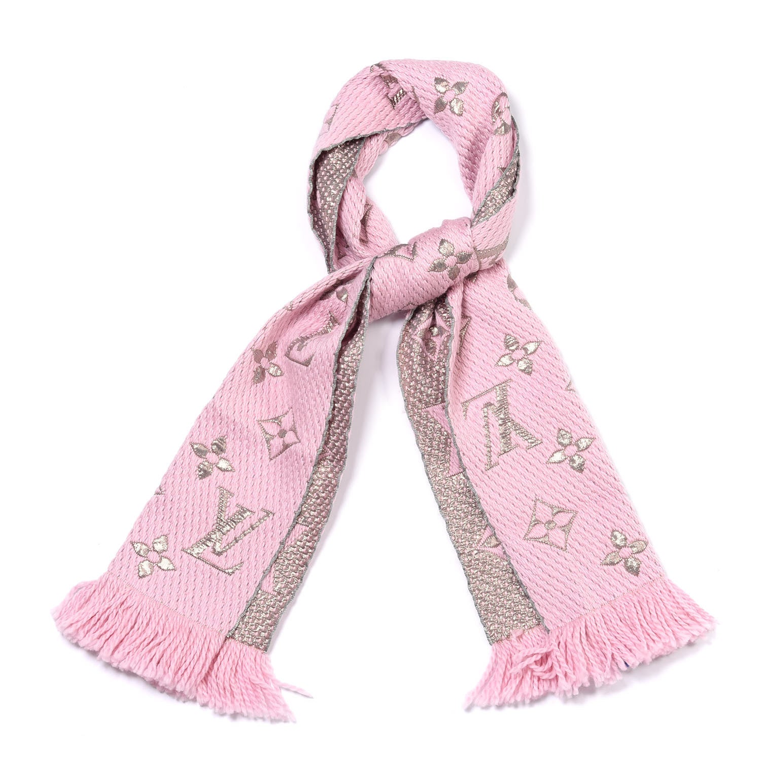 Louis Vuitton Wool Silk Logomania Shine Scarf Pink 1 of 4