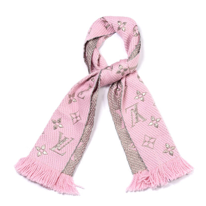 Louis Vuitton Wool Silk Logomania Shine Scarf Pink 1 of 4