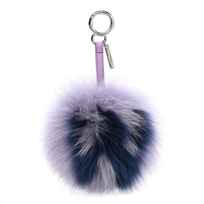Fendi Fox Fur Shiny Nappa Bi-Color R ABCharm Bag Charm Lilla Blue Violetta 1 of 4