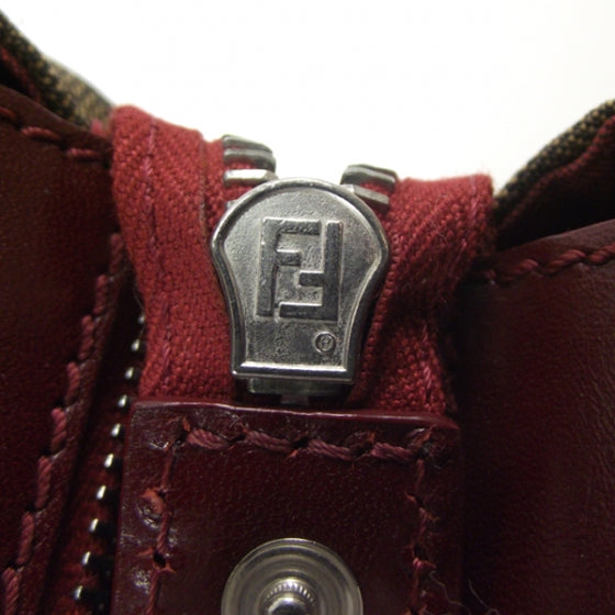 Fendi Zucca Multipocket Satchel Burgundy 9 of 9