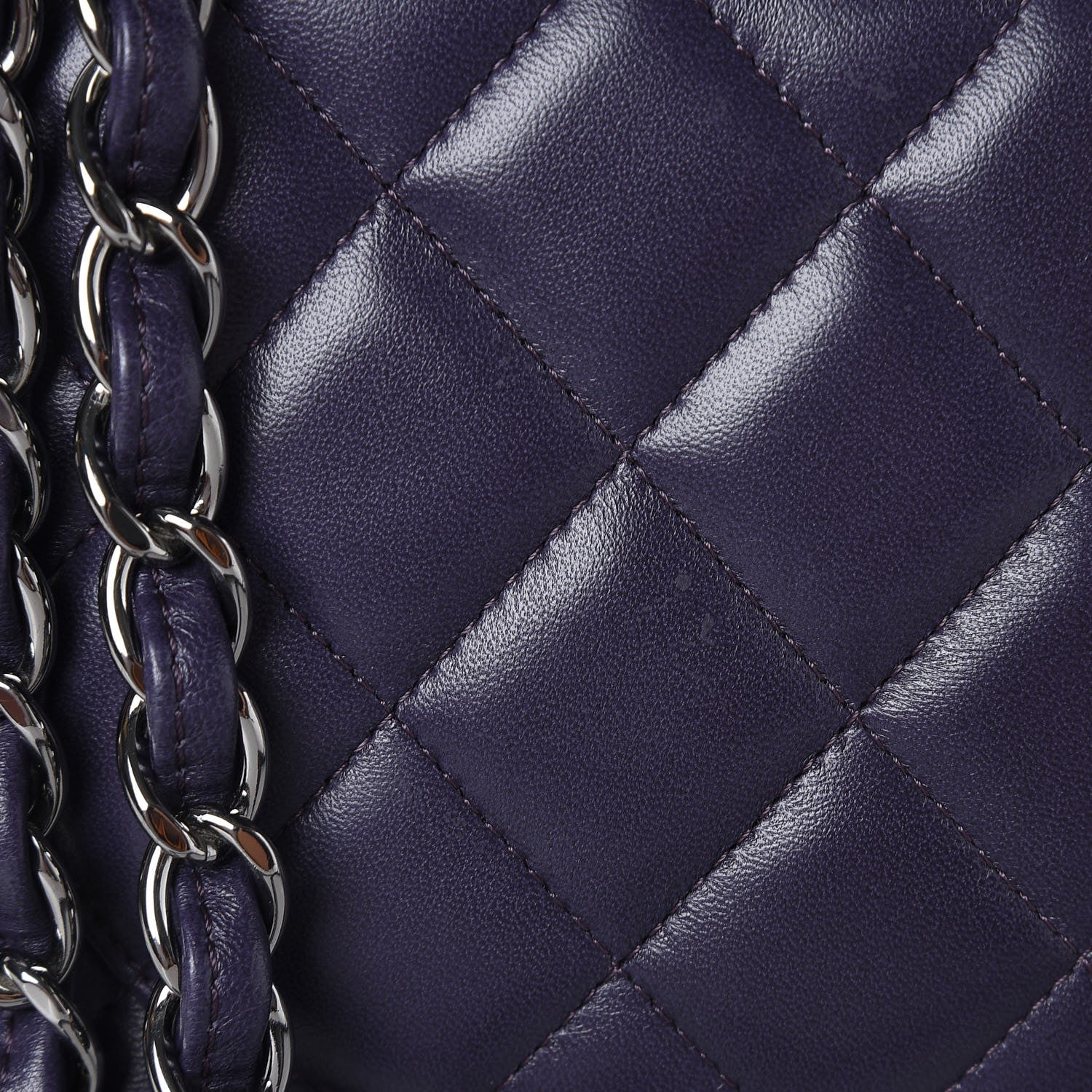 Chanel Lambskin Quilted Jumbo Double Flap Dark Purple 8 of 13