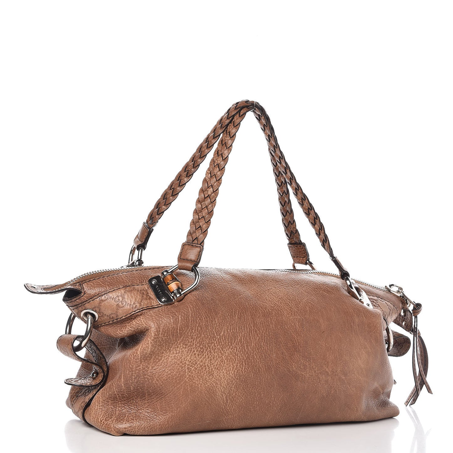 Calfskin Medium Bamboo Bar Shoulder Bag Light Brown