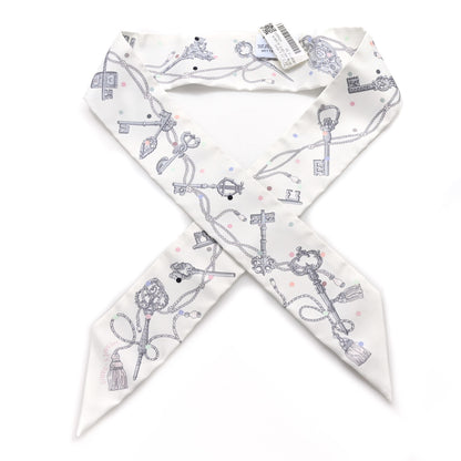 Hermes Silk Les Cles A Pois Twilly White Gris Acier 1 of 4