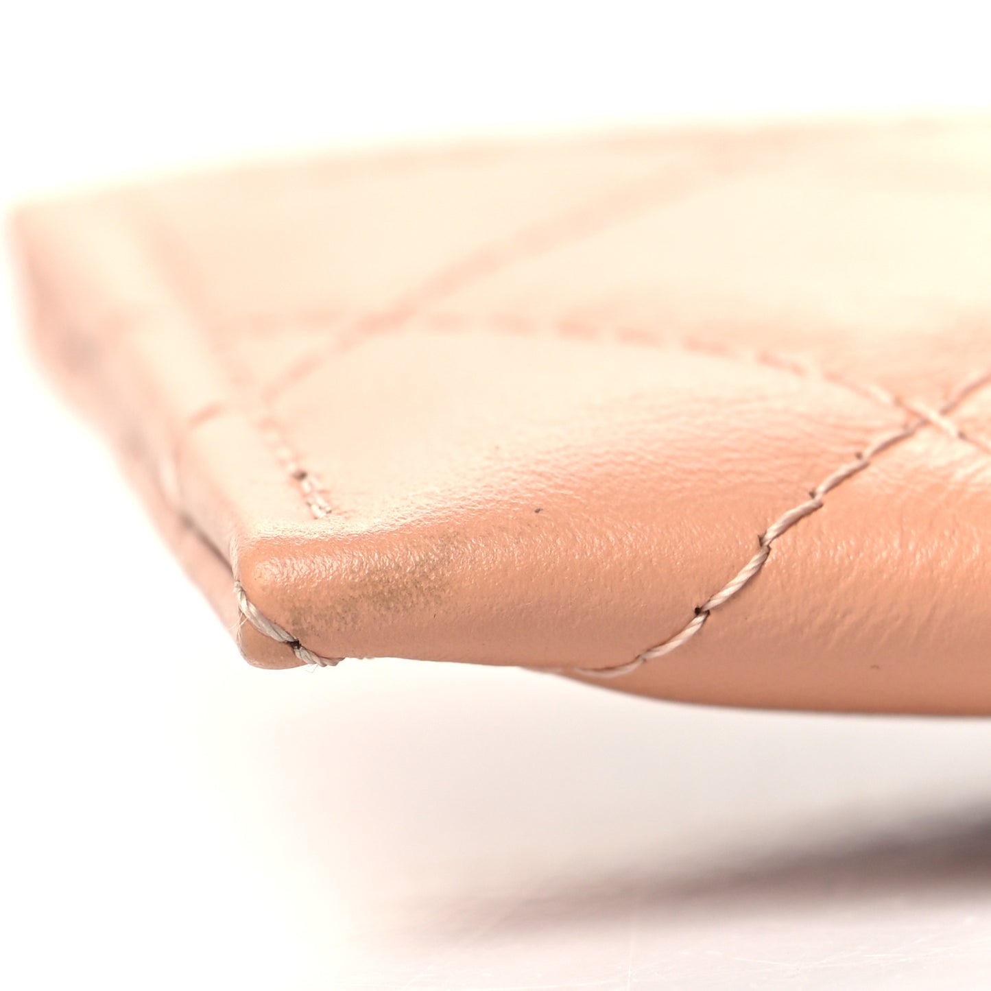 Aged Calfskin Quilted Reissue Card Holder Beige