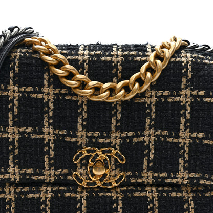 Chanel Tweed Quilted Medium Chanel 19 Flap Black Beige 8 of 10