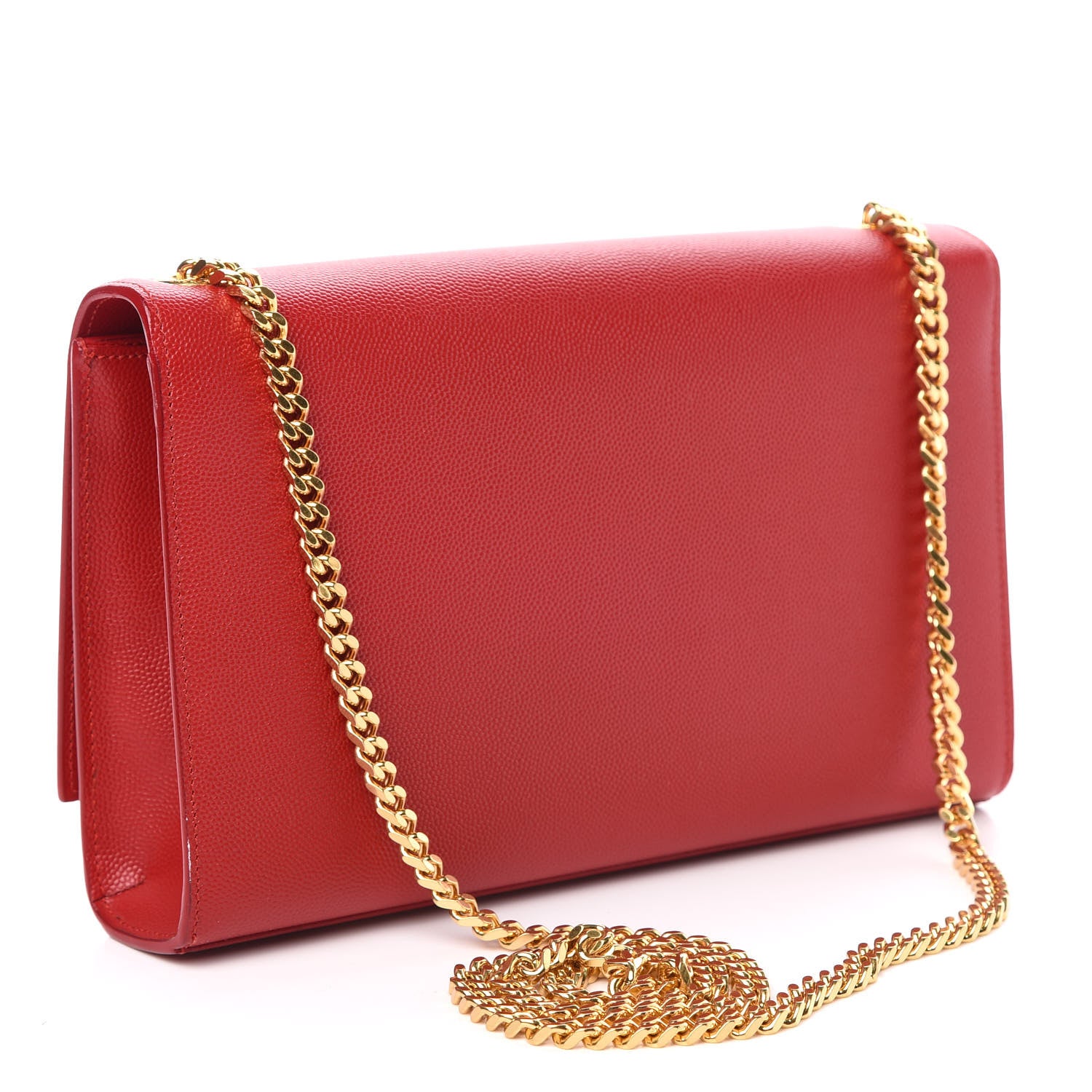 Saint Laurent Grain De Poudre Medium Monogram Kate Satchel Red 3 of 9