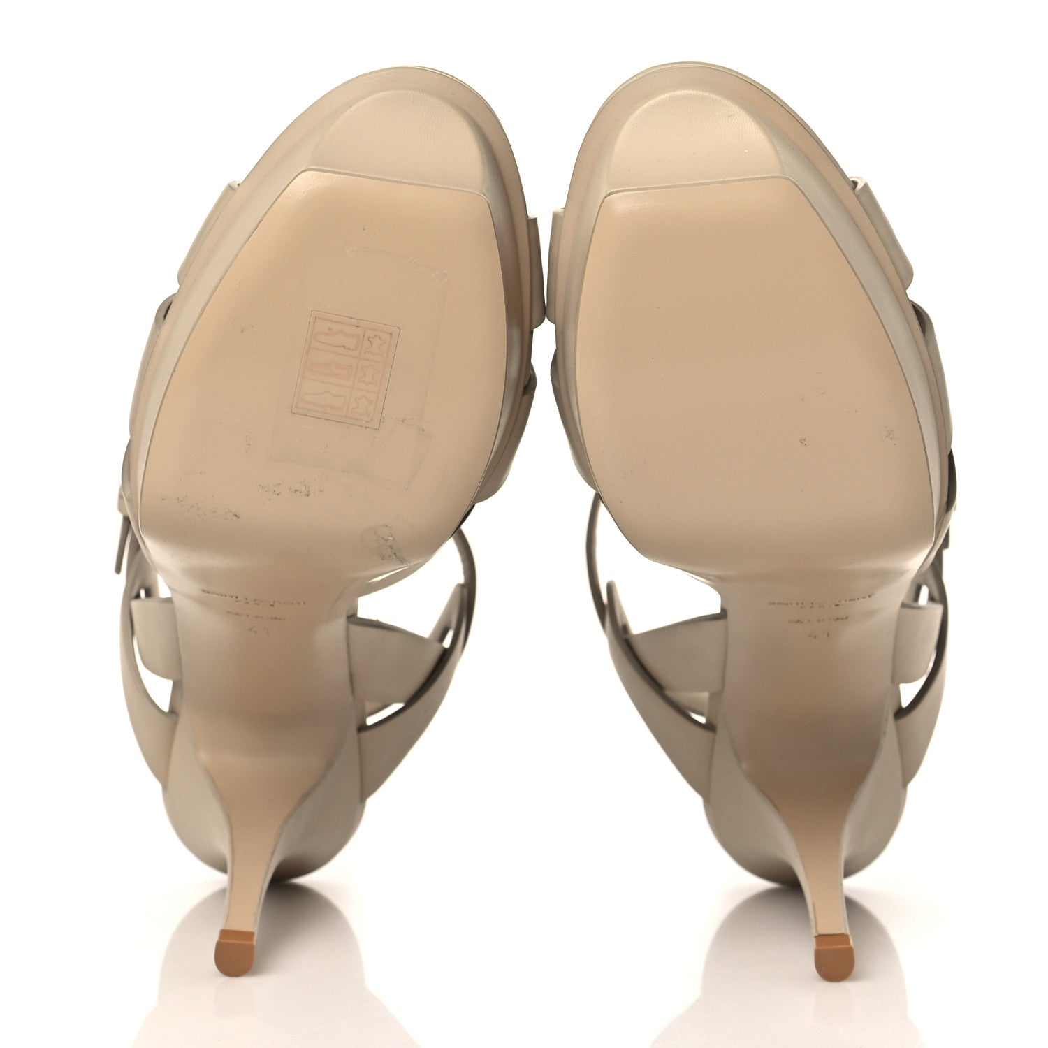 Saint Laurent Calfskin Tribute 75 Platform Sandals 41 Nude Powder 6 of 12