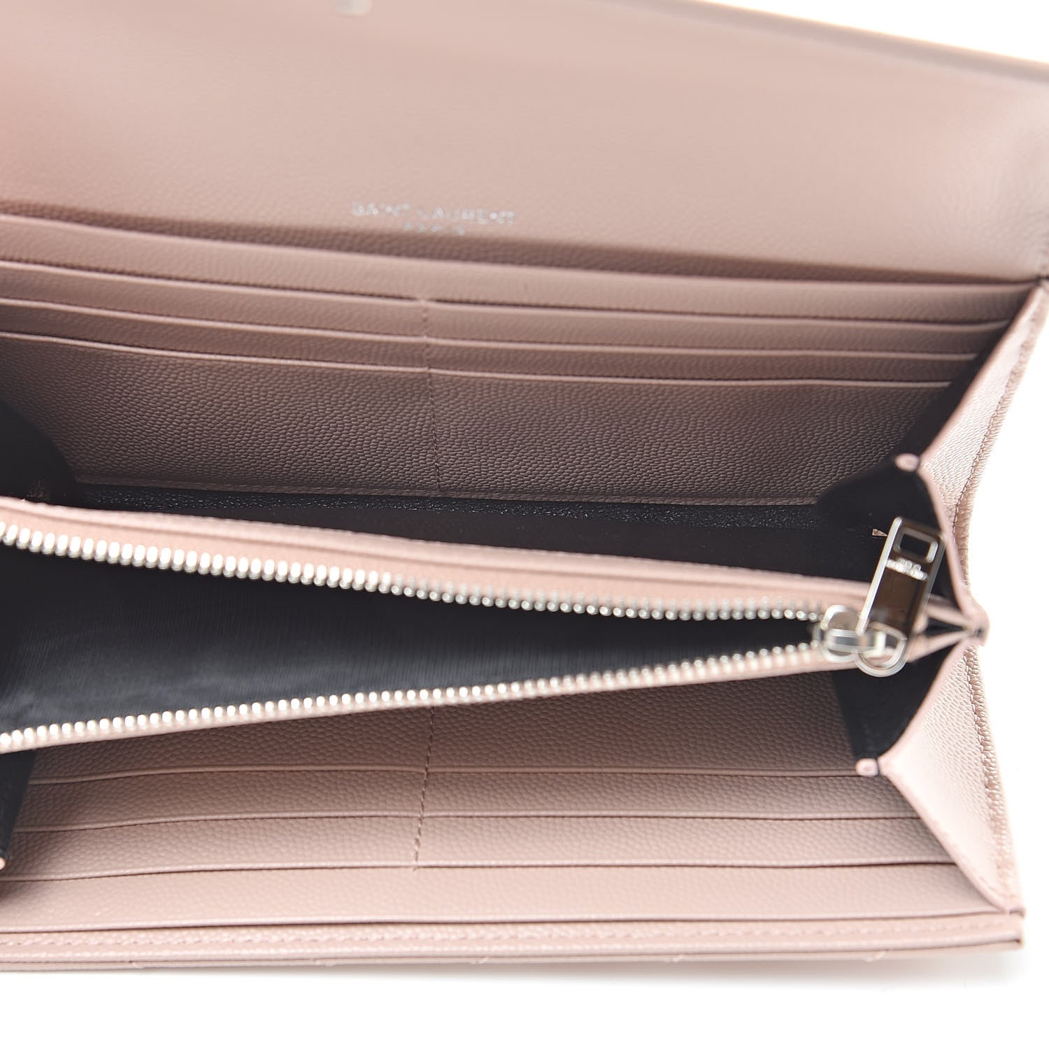 Saint Laurent Grain De Poudre Matelasse Chevron Monogram Wallet Pale Pink 5 of 8