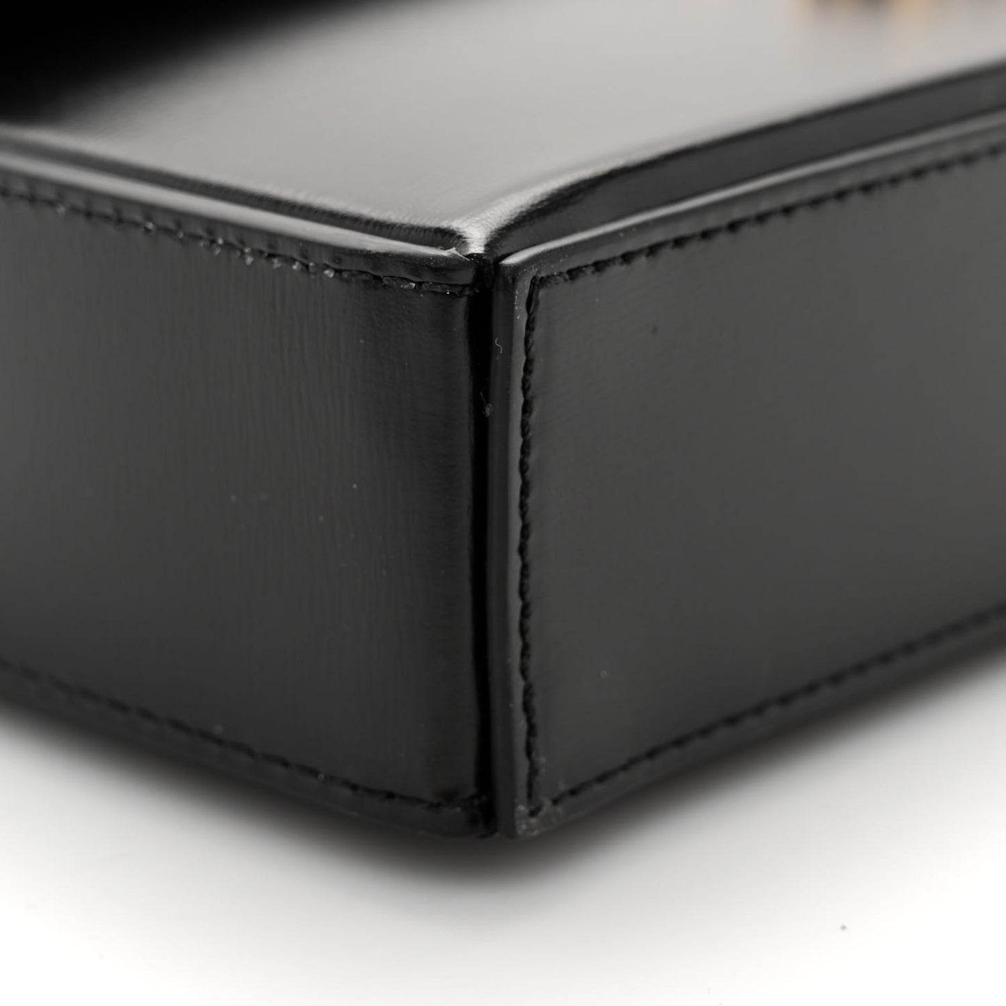 Shiny Calfskin Triomphe Chain Box Bag Black