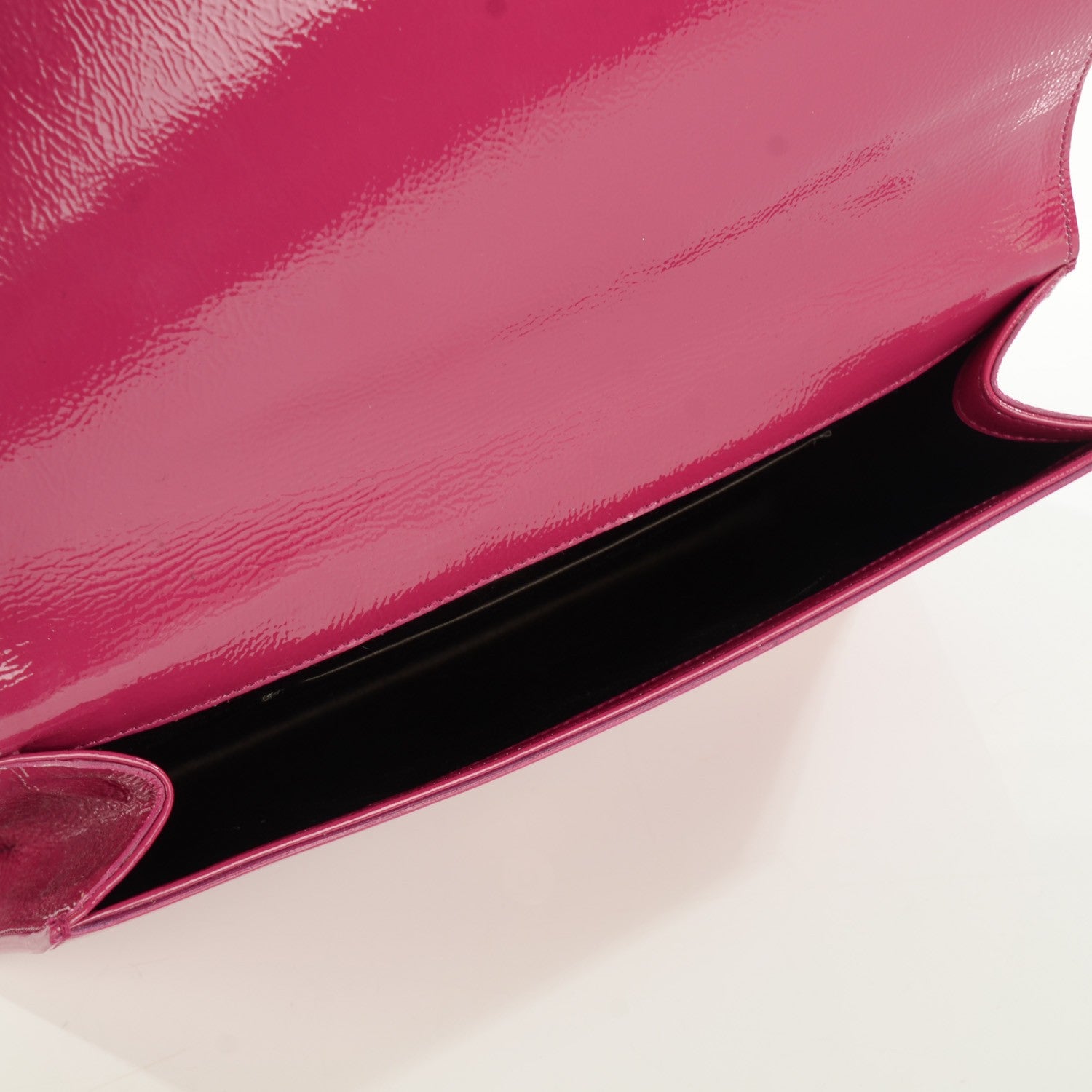 Saint Laurent Textured Patent Monogram Large Belle De Jour Clutch Fuchsia 5 of 7