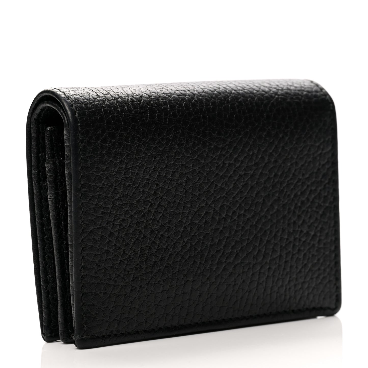 Pebbled Calfskin GG Marmont Card Case Black