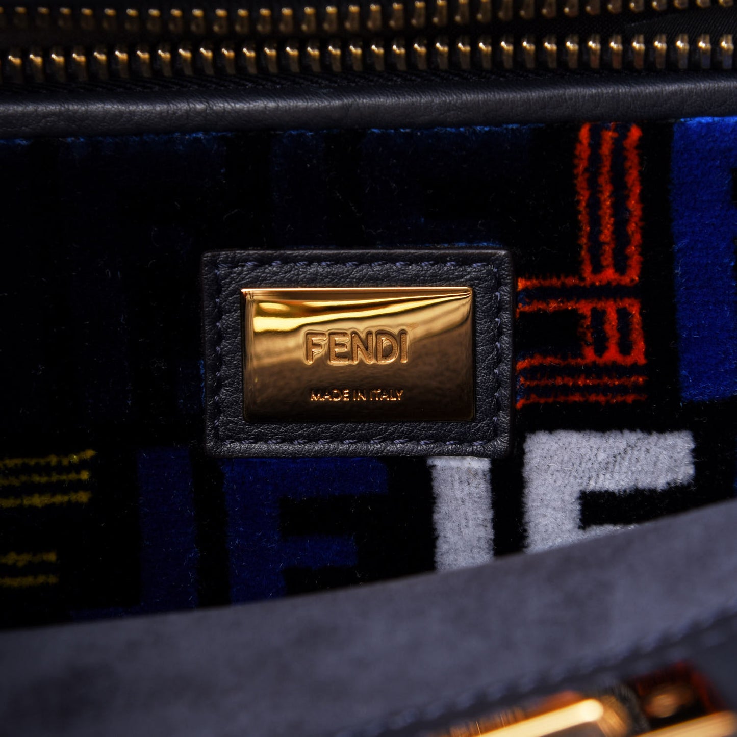 Calfskin Velvet Fun Fair Medium Peekaboo Iconic Satchel Night Blue Multicolor