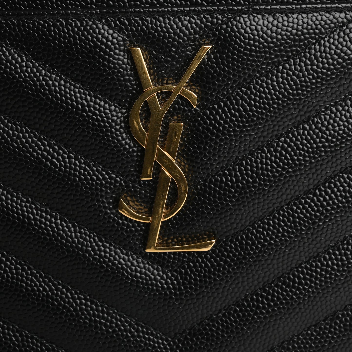 Grain De Poudre Chevron Monogram Large Bill Pouch Black