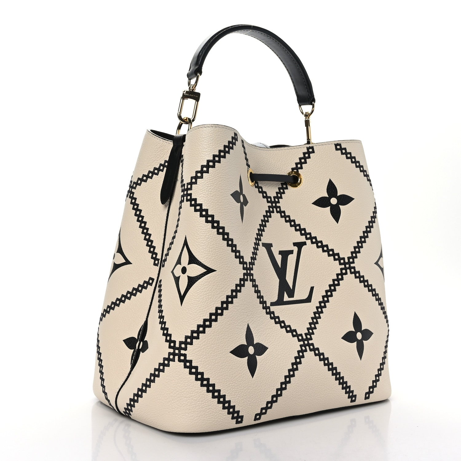 Louis Vuitton Empreinte Monogram Giant Broderies Neonoe MM Cream Black 4 of 11