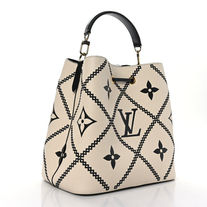 Louis Vuitton Empreinte Monogram Giant Broderies Neonoe MM Cream Black 4 of 11