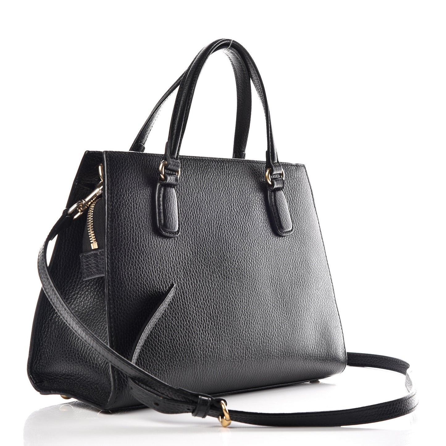 Pebbled Calfskin Medium Soho Top Handle Satchel Black