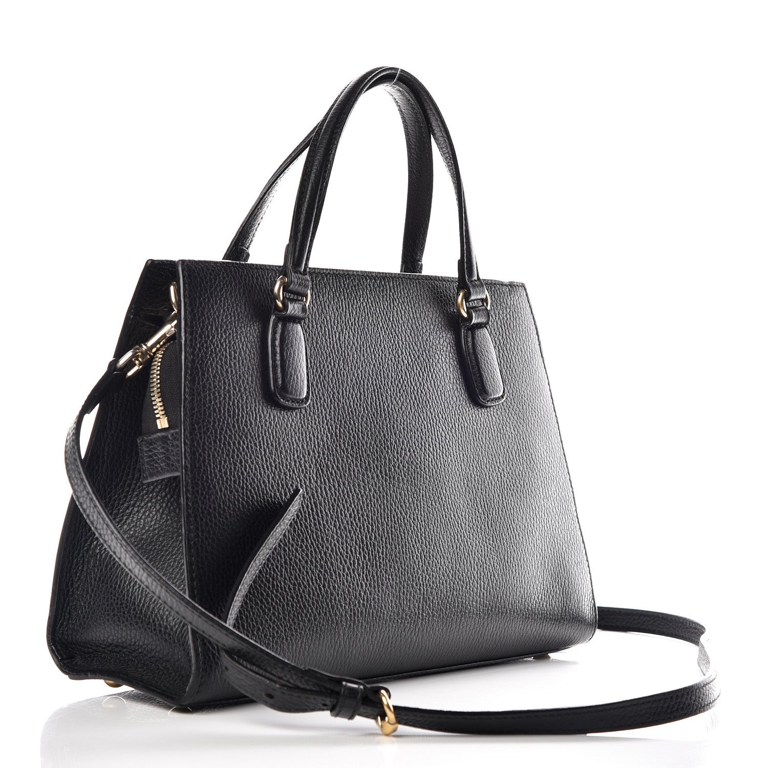 Gucci Pebbled Calfskin Medium Soho Top Handle Satchel Black 3 of 10
