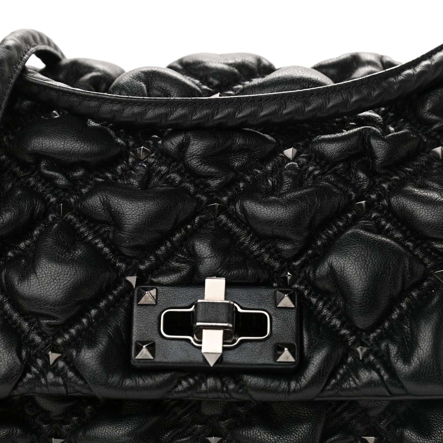 Nappa Medium Spikeme Shoulder Bag Black