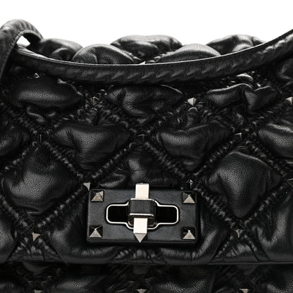 Valentino Garavani Nappa Medium Spikeme Shoulder Bag Black 6 of 9