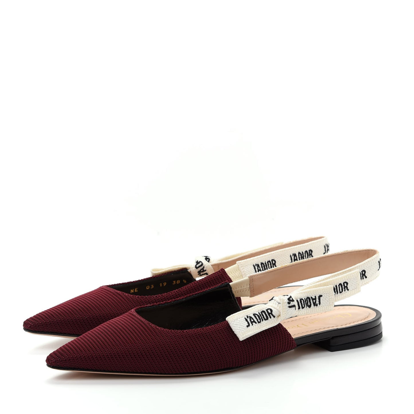 Technical Canvas Ribbon J Adior Sling-Back Ballet Flats 38.5 Rouge Black