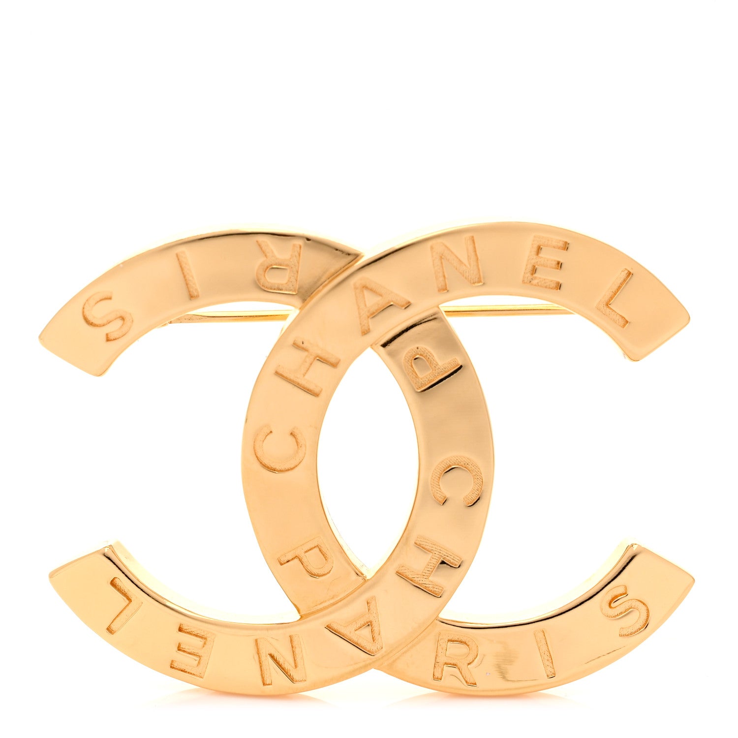 Chanel Metal Paris Button CC Large Brooch Gold 1 of 4