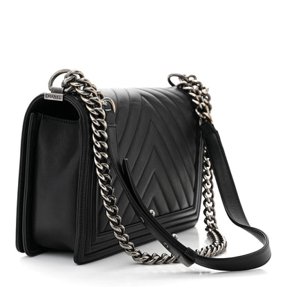 Chanel Calfskin Chevron Quilted New Medium Boy Flap Black 3 of 11