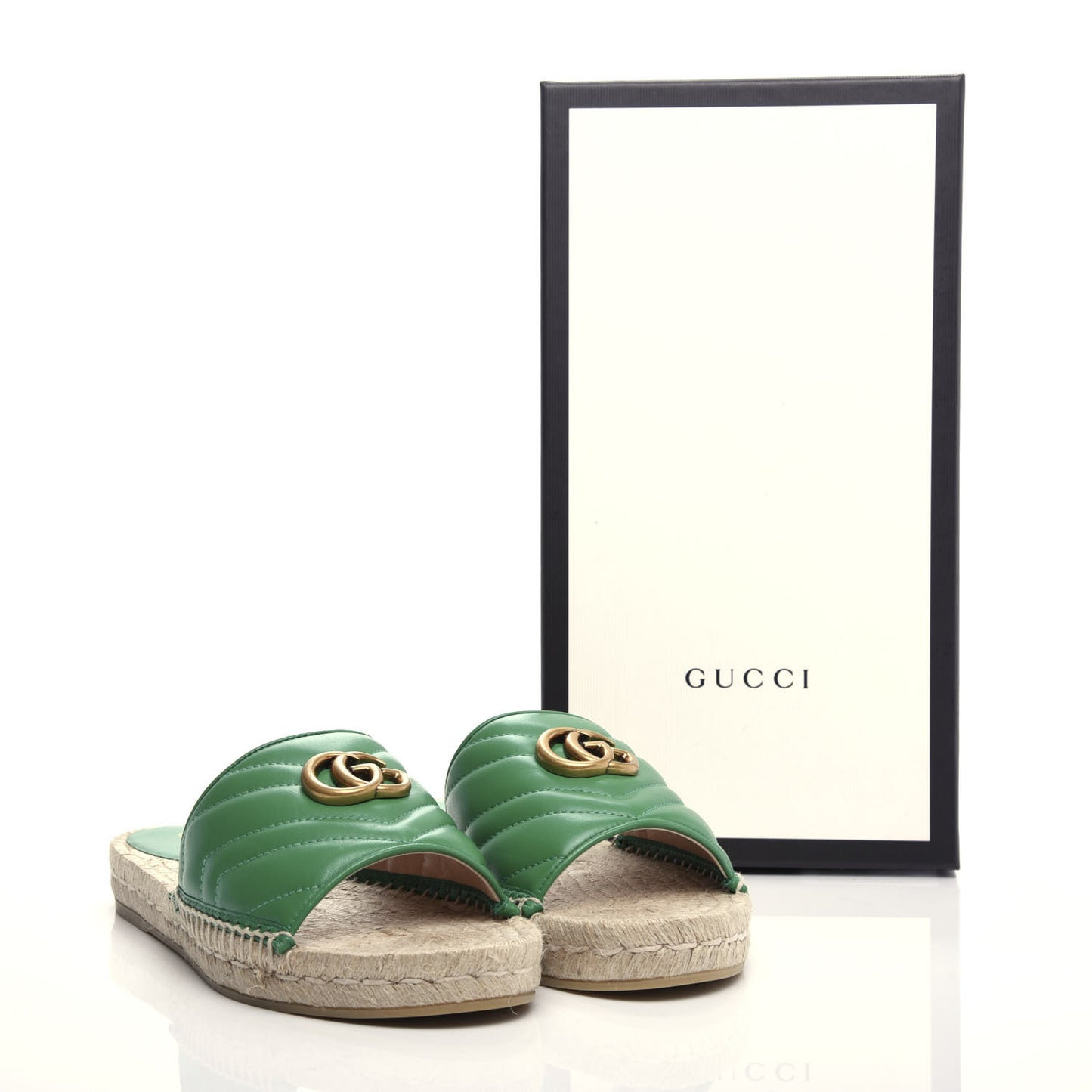 Nappa Matelasse GG Marmont Espadrille Slide Sandals 40 New Shamarock