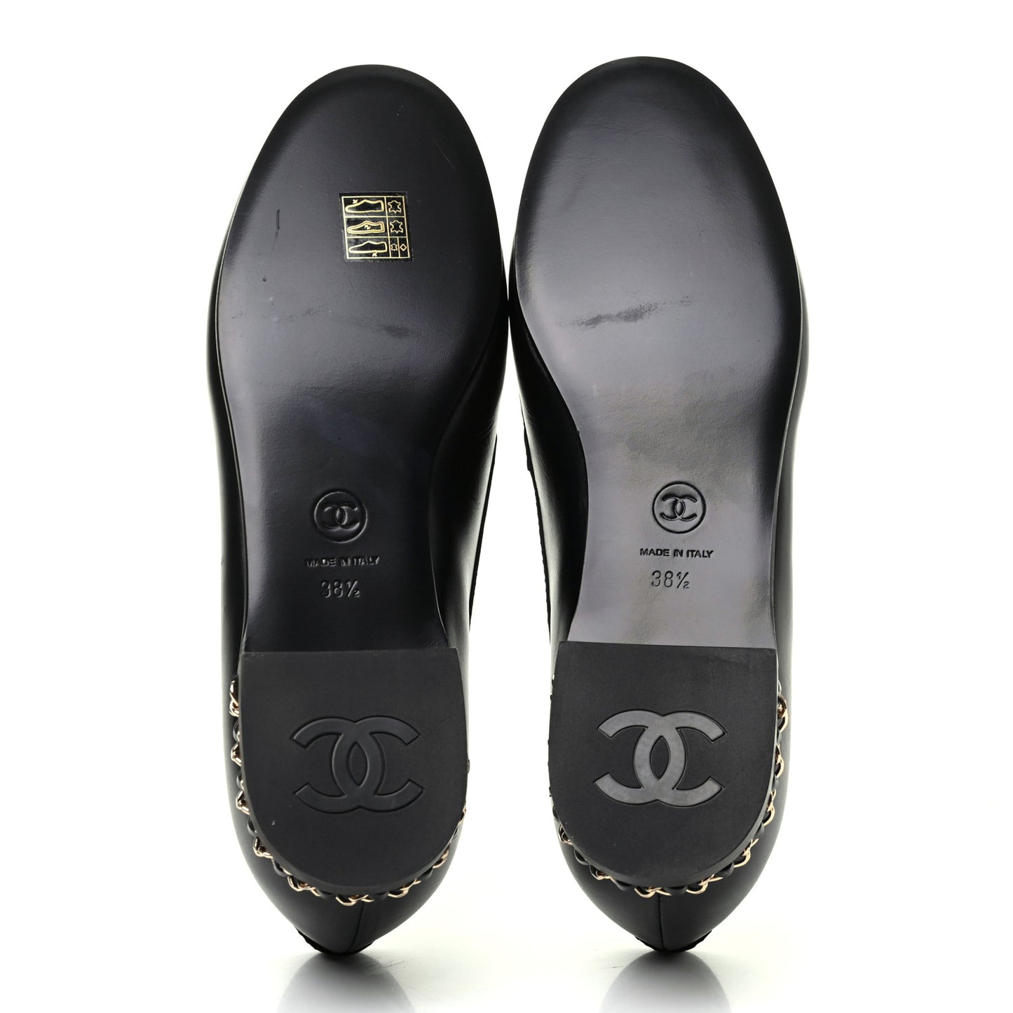 Calfskin CC Chain Mocassin Loafers 38.5 Black