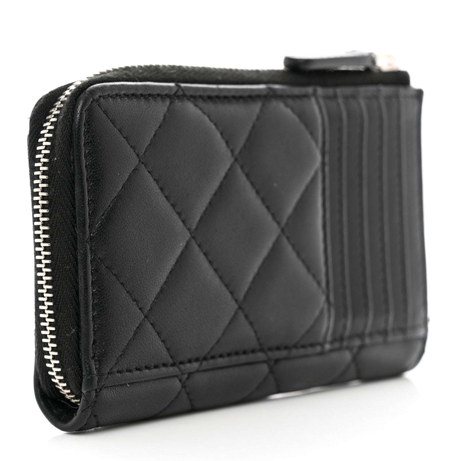 Chanel Lambskin Quilted Zip Card Holder Black 3 of 7