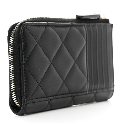 Chanel Lambskin Quilted Zip Card Holder Black 3 of 7