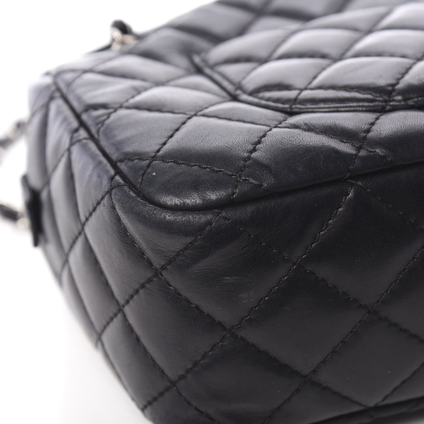 Lambskin Quilted Medium Camera Case Black