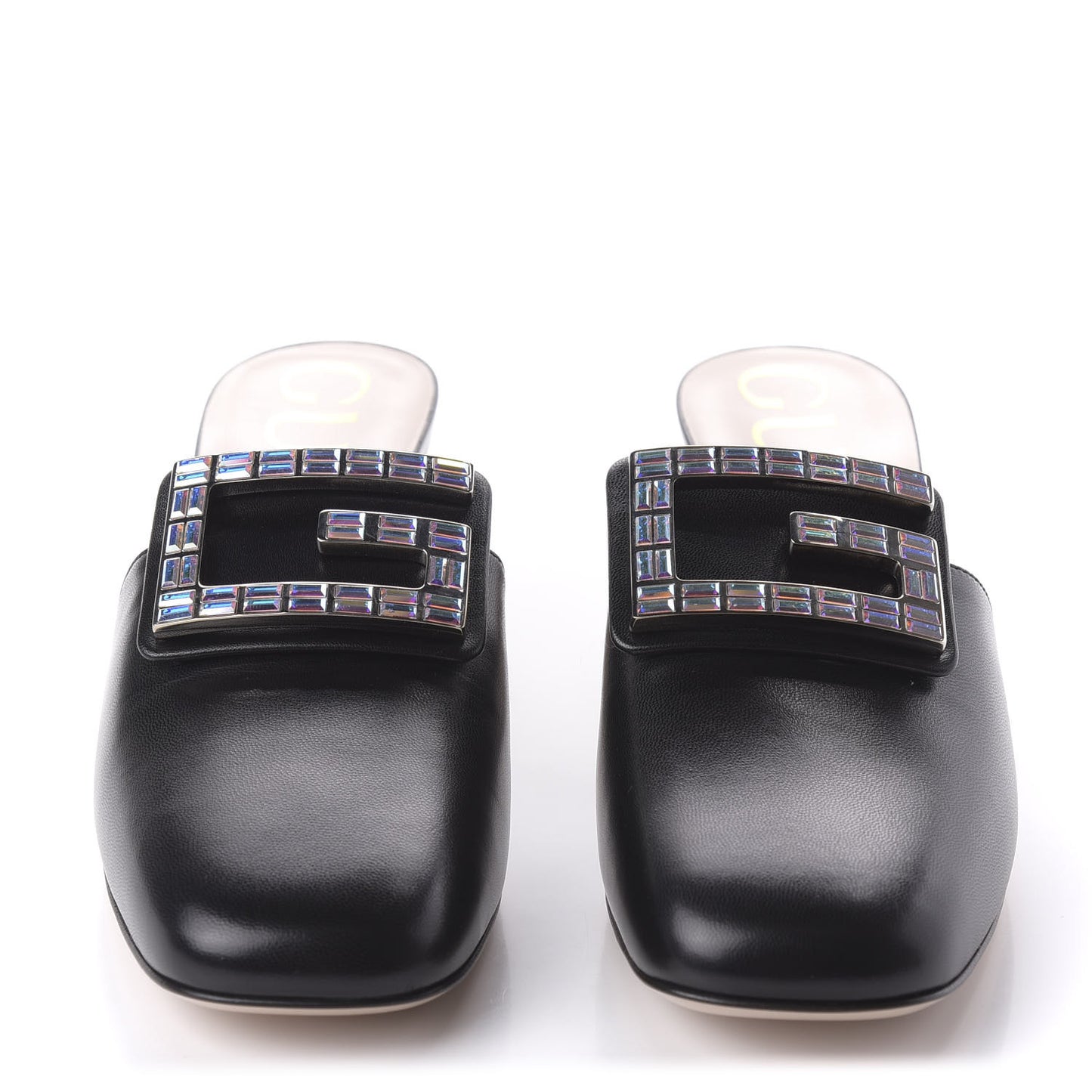 Malaga Kid Crystal Square G Madelyn Mules 38.5 Black