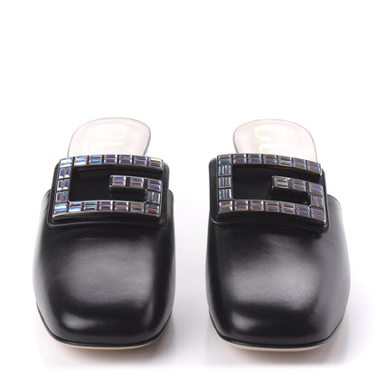 Gucci Malaga Kid Crystal Square G Madelyn Mules 38.5 Black 2 of 9