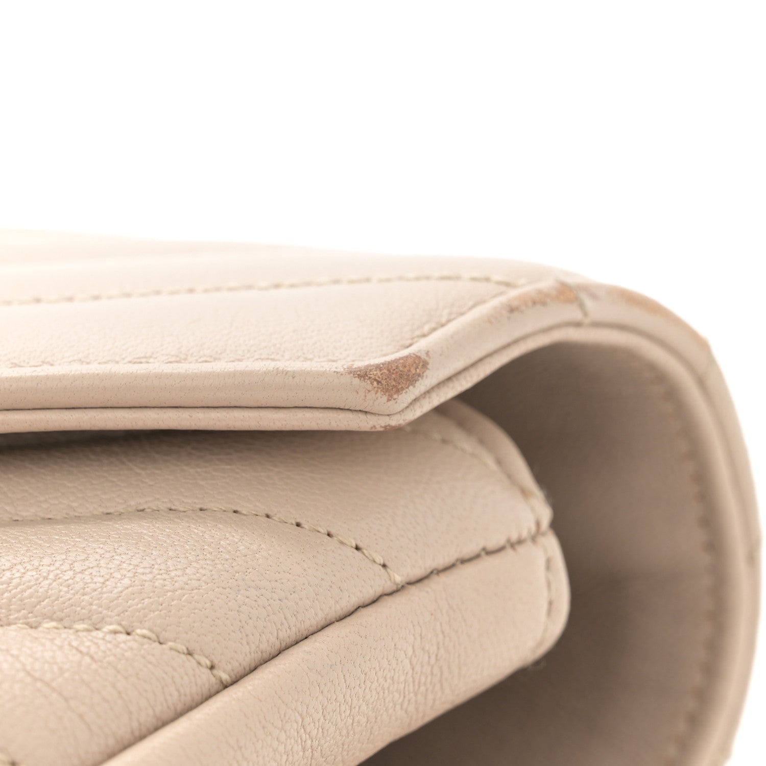 Saint Laurent Sheepskin Matelasse Chevron Monogram Medium College Bag Dark Beige 11 of 17