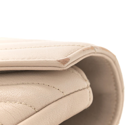 Saint Laurent Sheepskin Matelasse Chevron Monogram Medium College Bag Dark Beige 11 of 17