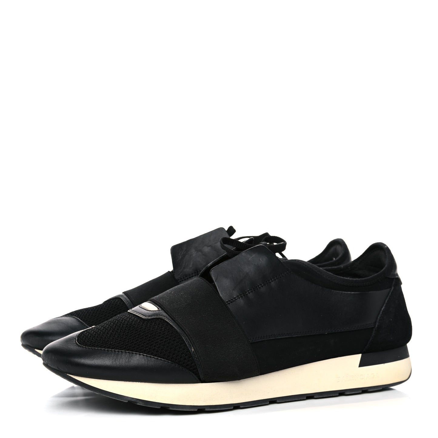 Mesh Calfskin Neoprene Suede Mens Race Runner Sneakers 45 Black