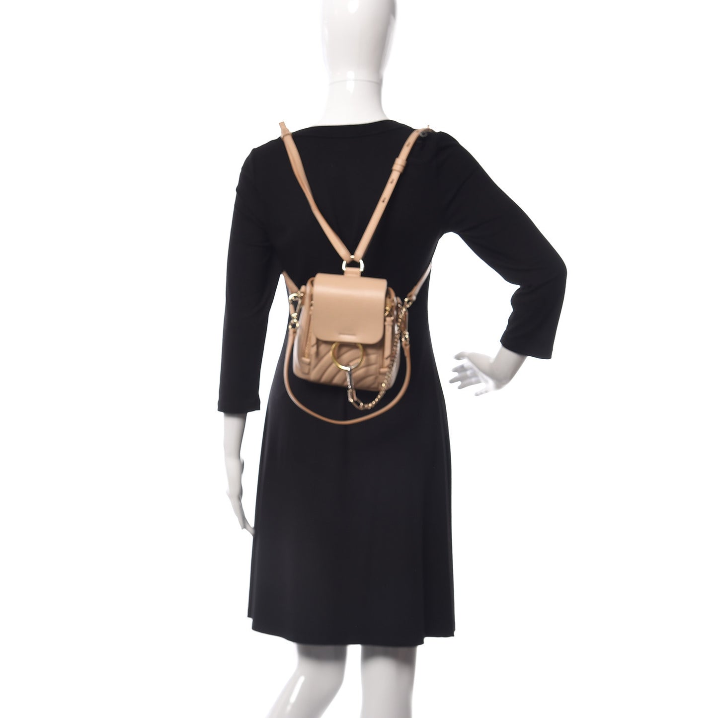 Calfskin Quilted Mini Faye Backpack Pearl Beige