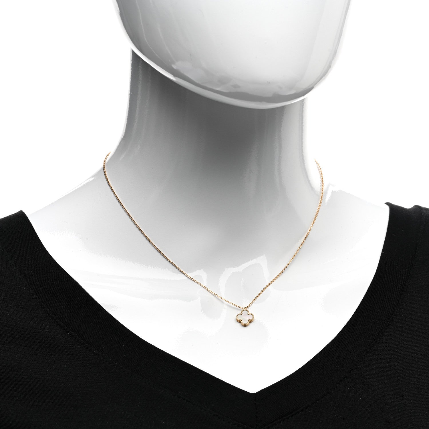 Van Cleef & Arpels 18K Yellow Gold Mother of Pearl Sweet Alhambra Pendant Necklace 2 of 6