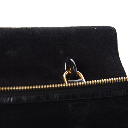 Celine Calfskin Crocodile Embossed Small Belt Bag Black 9 of 18