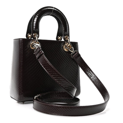 Christian Dior Snakeskin Small Lady Dior Deep Amaranth 3 of 10