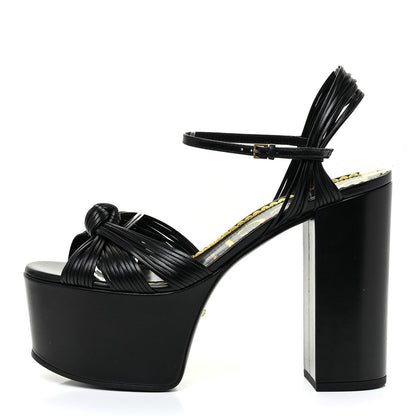 Gucci Malaga Kid Crawford Knotted Strap Platform Sandals 38.5 Black 1 of 13