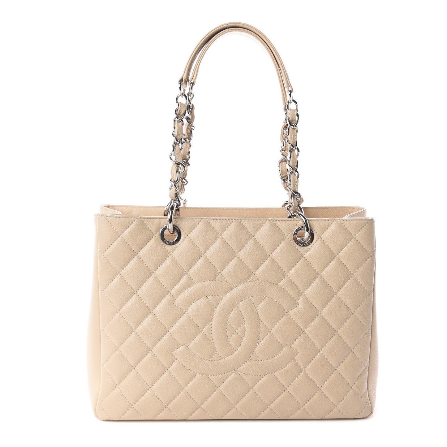 Caviar Quilted Grand Shopping Tote GST Beige Clair
