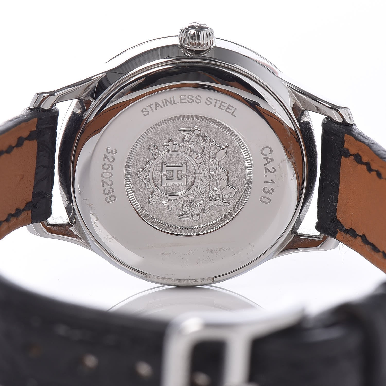 Hermes Stainless Steel Alligator Diamond 25mm Slim d'Hermes Quartz Watch Noir 5 of 9