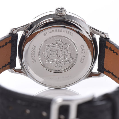 Hermes Stainless Steel Alligator Diamond 25mm Slim d'Hermes Quartz Watch Noir 5 of 9